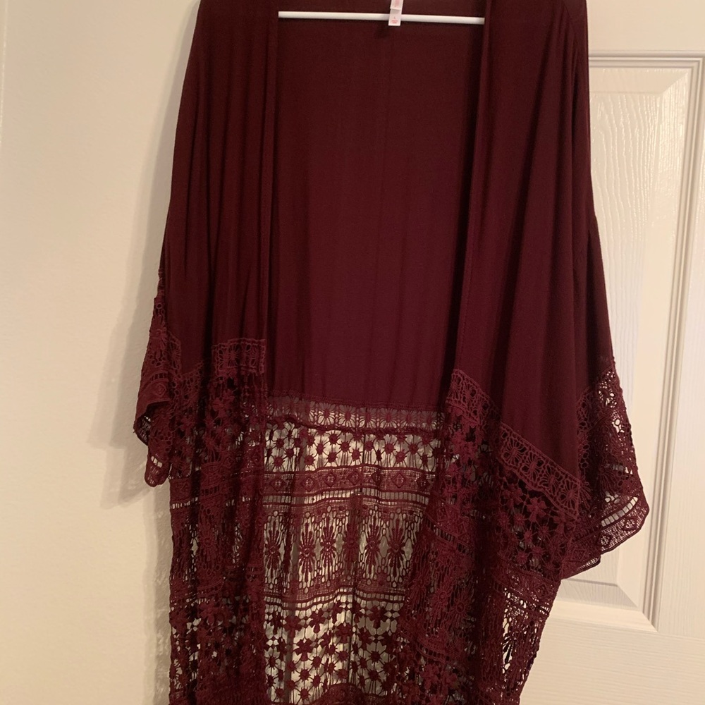 Maroon Lace Cover-Up